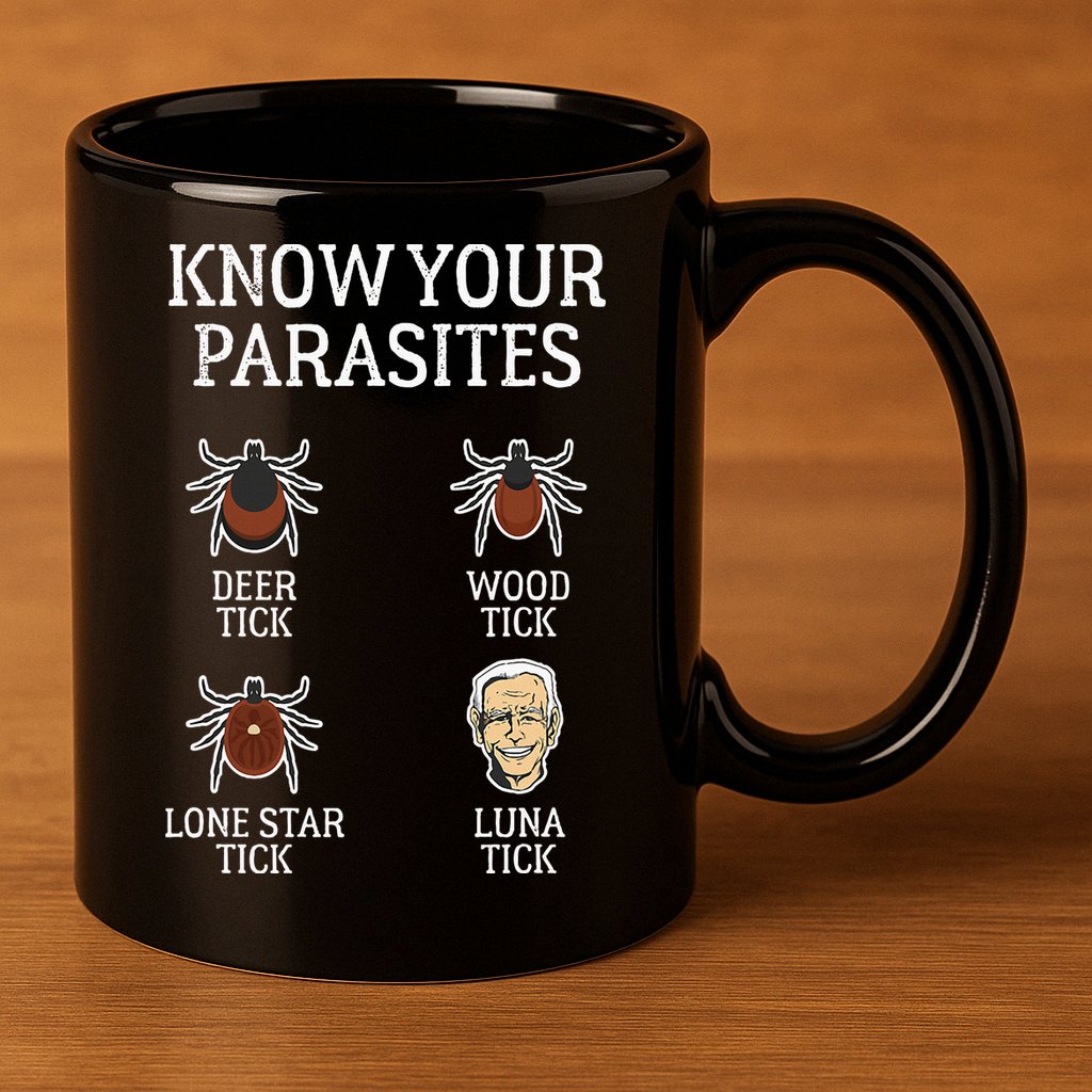 Antibiden Know Your Parasites Lunatic Impeach Joe Biden 11oz C Handle Ceramic Mug