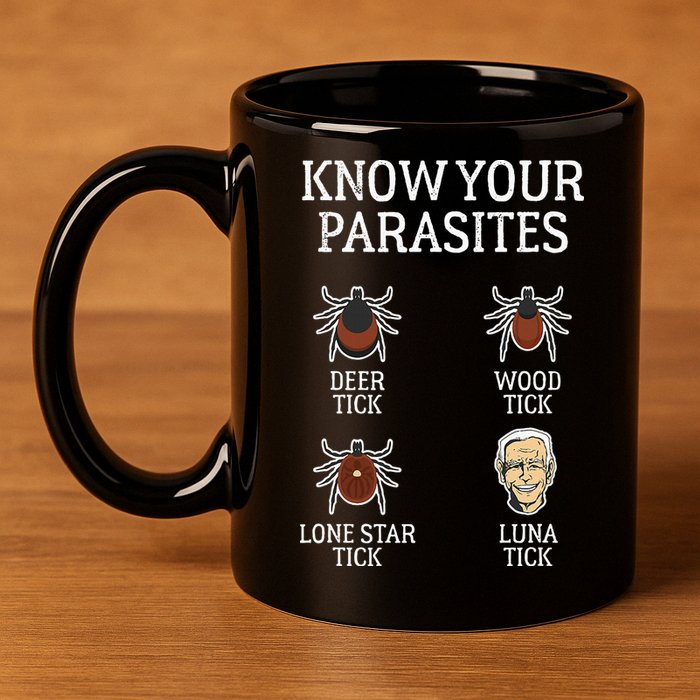 Antibiden Know Your Parasites Lunatic Impeach Joe Biden 11oz C Handle Ceramic Mug