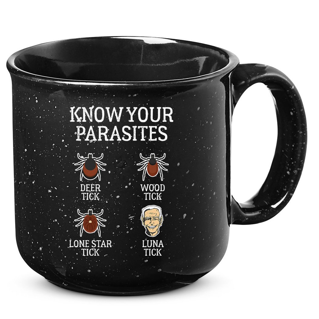 Antibiden Know Your Parasites Lunatic Impeach Joe Biden 15oz Campfire Ceramic Mug