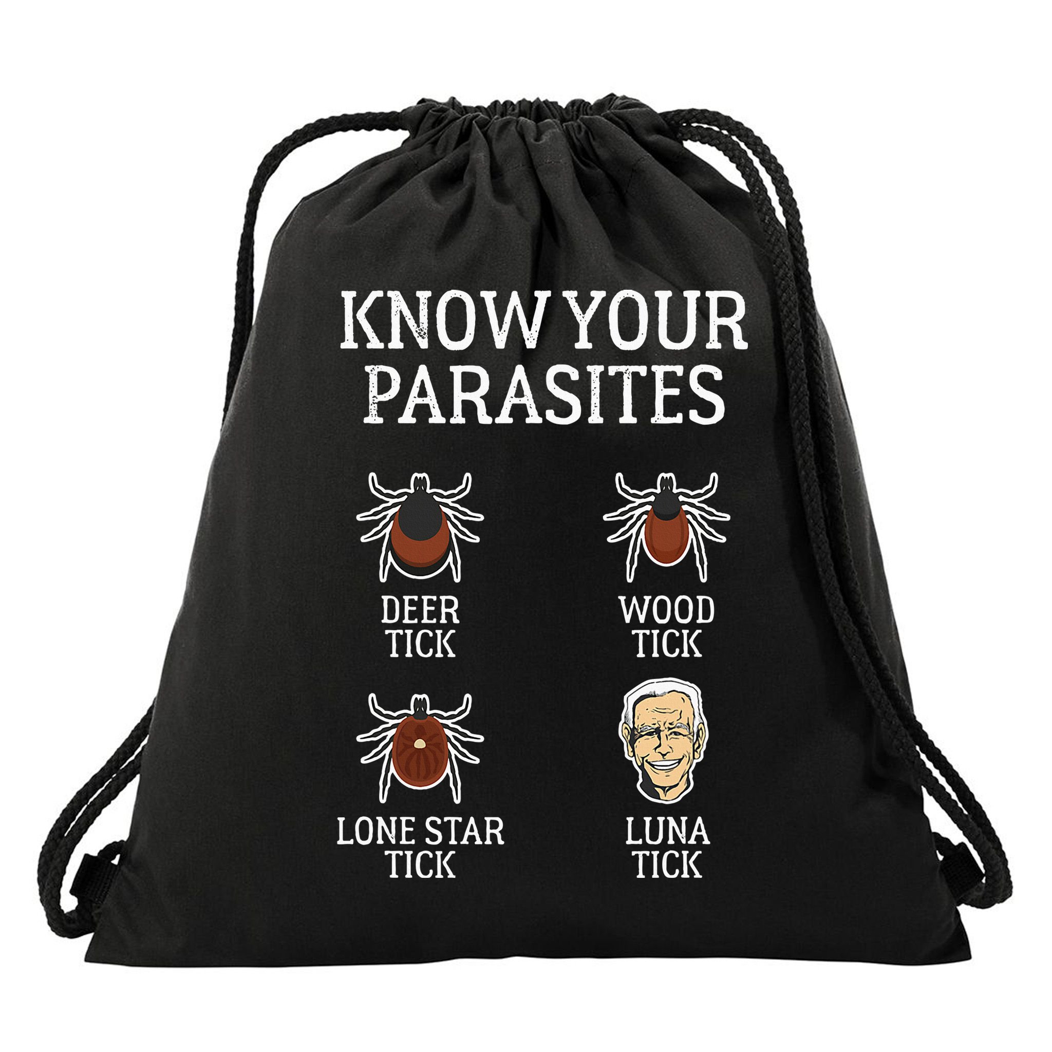 Antibiden Know Your Parasites Lunatic Impeach Joe Biden Drawstring Bag