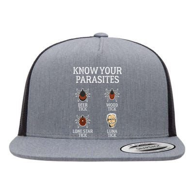 Antibiden Know Your Parasites Lunatic Impeach Joe Biden Flat Bill Trucker Hat