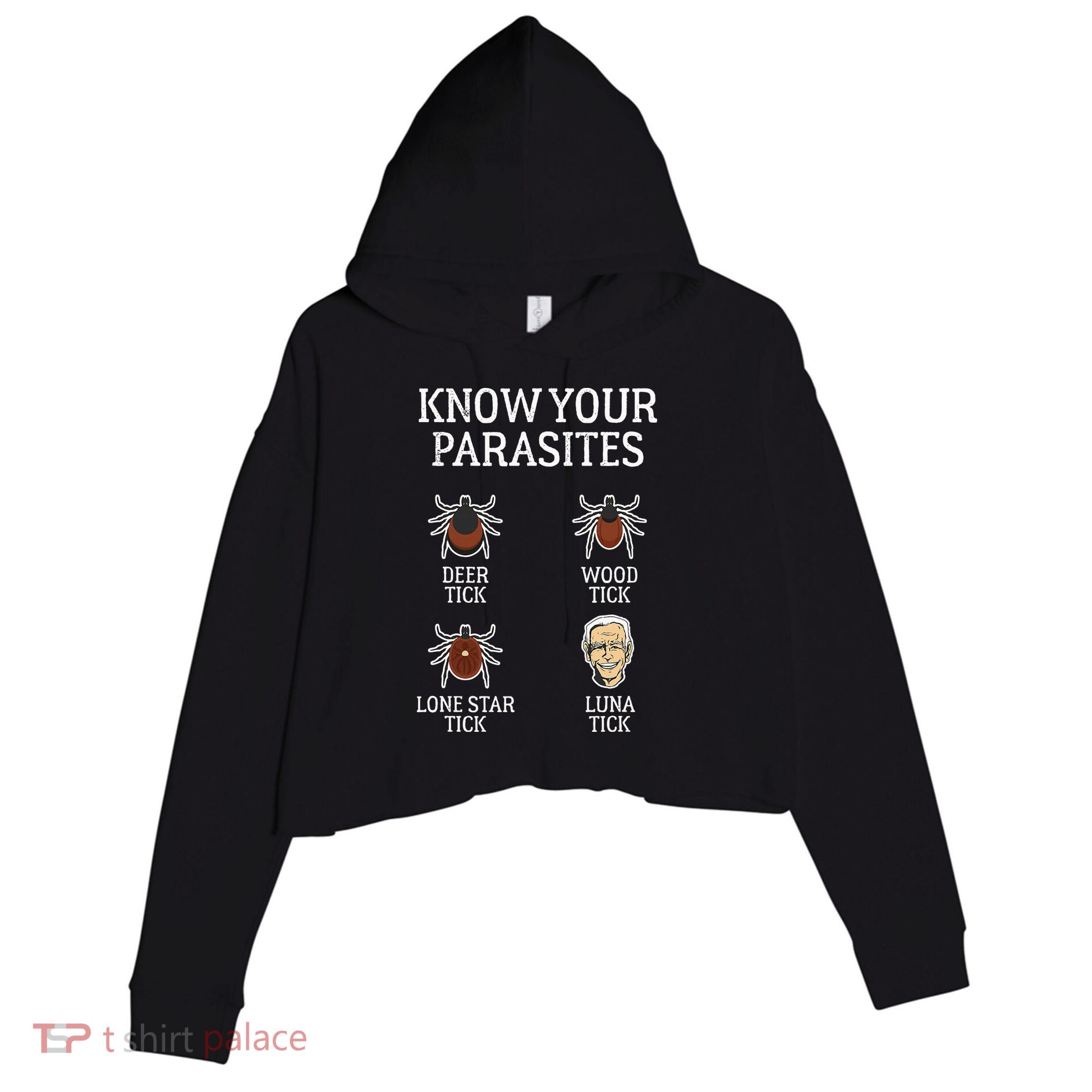 Antibiden Know Your Parasites Lunatic Impeach Joe Biden Crop Fleece Hoodie