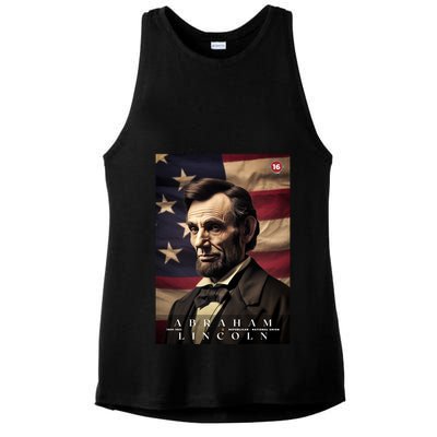Abraham Lincoln 16th President Of The United States Portrait Ladies PosiCharge Tri-Blend Wicking Tank