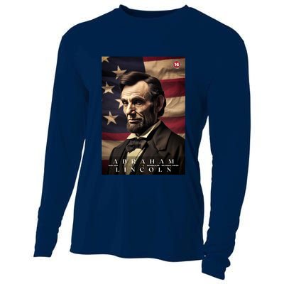 Abraham Lincoln 16th President Of The United States Portrait Cooling Performance Long Sleeve Crew