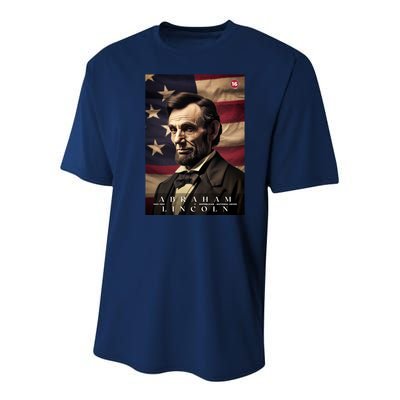 Abraham Lincoln 16th President Of The United States Portrait Youth Performance Sprint T-Shirt