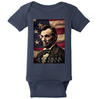 Abraham Lincoln 16th President Of The United States Portrait Baby Bodysuit