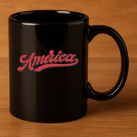 America Label 11oz C Handle Ceramic Mug