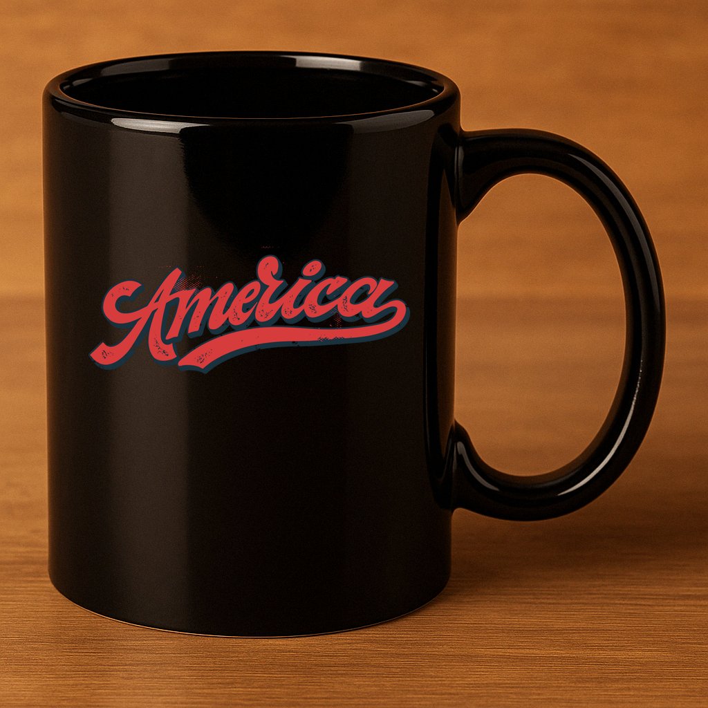 America Label 11oz C Handle Ceramic Mug
