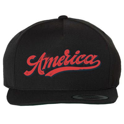 America Label Wool Snapback Cap