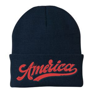 America Label Knit Cap Winter Beanie