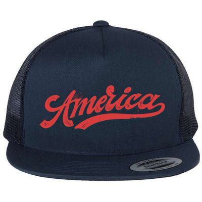 America Label Flat Bill Trucker Hat