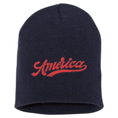 America Label Short Acrylic Beanie