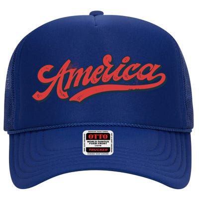 America Label High Crown Mesh Back Trucker Hat