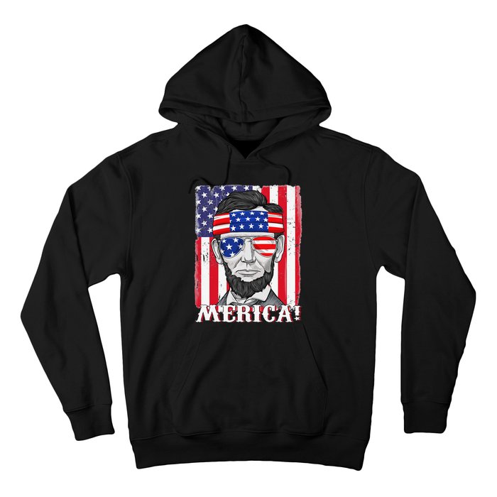 Abraham Lincoln 4th Of July Merica American Flag Boys  Hoodie