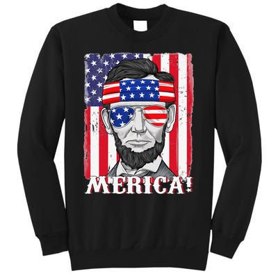 Abraham Lincoln 4th Of July Merica American Flag Boys  Sweatshirt