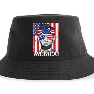 Abraham Lincoln 4th Of July Merica American Flag Boys  Sustainable Bucket Hat
