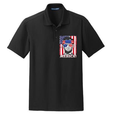 Abraham Lincoln 4th Of July Merica American Flag Boys  Dry Zone Grid Polo