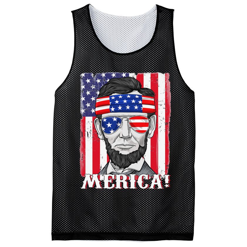 Abraham Lincoln 4th Of July Merica American Flag Boys  Mesh Reversible Basketball Jersey Tank