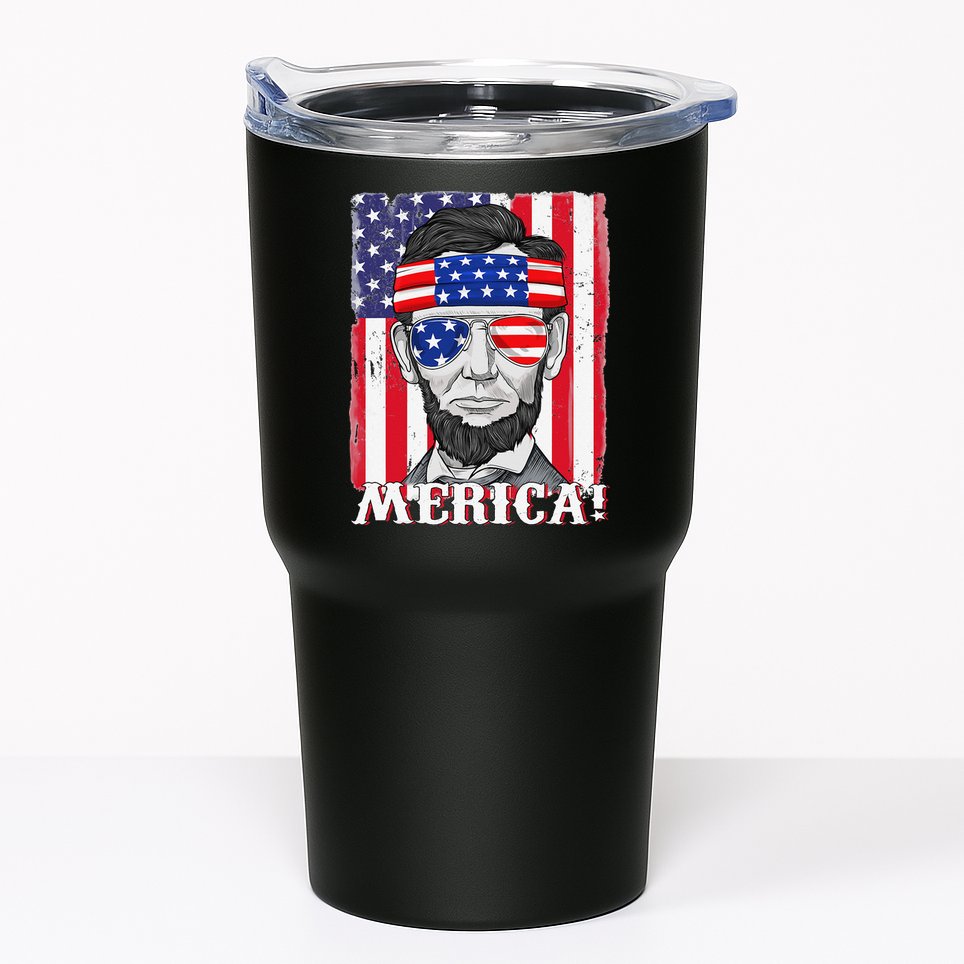 Abraham Lincoln 4th Of July Merica American Flag Boys  Tumbler
