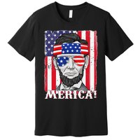 Abraham Lincoln 4th Of July Merica American Flag Boys  Premium T-Shirt