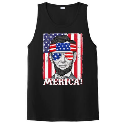 Abraham Lincoln 4th Of July Merica American Flag Boys  PosiCharge Competitor Tank