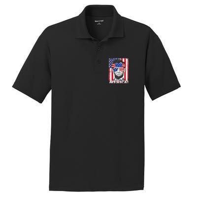 Abraham Lincoln 4th Of July Merica American Flag Boys  PosiCharge RacerMesh Polo