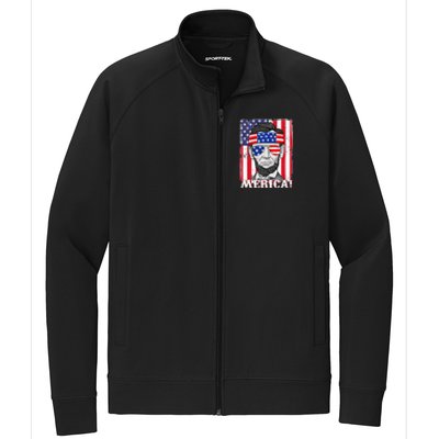 Abraham Lincoln 4th Of July Merica American Flag Boys  Stretch Full-Zip Cadet Jacket