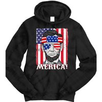 Abraham Lincoln 4th Of July Merica American Flag Boys  Tie Dye Hoodie