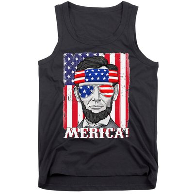 Abraham Lincoln 4th Of July Merica American Flag Boys  Tank Top