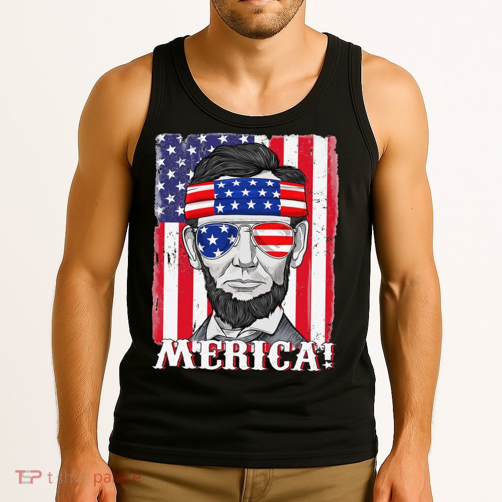 Abraham Lincoln 4th Of July Merica American Flag Boys  Tank Top