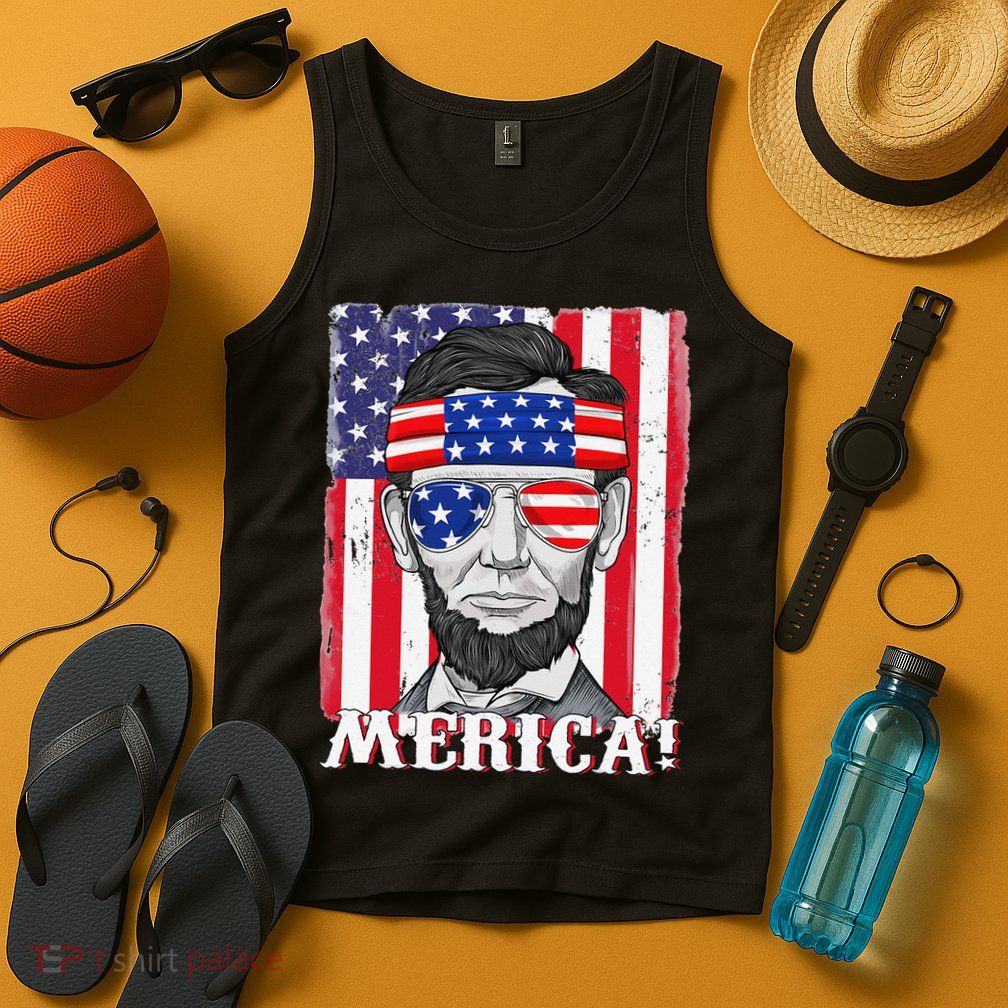 Abraham Lincoln 4th Of July Merica American Flag Boys  Tank Top