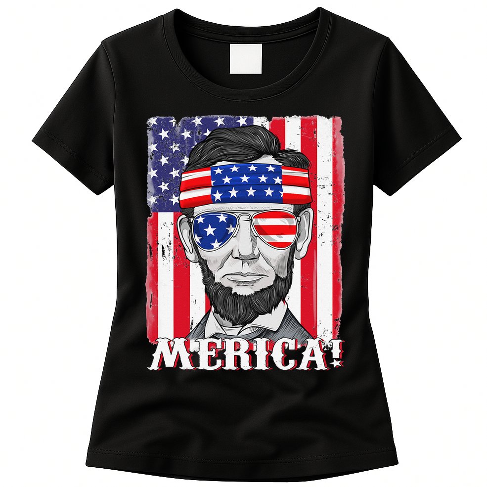 Abraham Lincoln 4th Of July Merica American Flag Boys  Womens T-Shirt