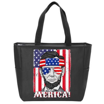 Abraham Lincoln 4th Of July Merica American Flag Boys  Zip Tote Bag