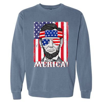 Abraham Lincoln 4th Of July Merica American Flag Boys  Garment-Dyed Sweatshirt