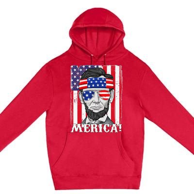 Abraham Lincoln 4th Of July Merica American Flag Boys  Premium Pullover Hoodie