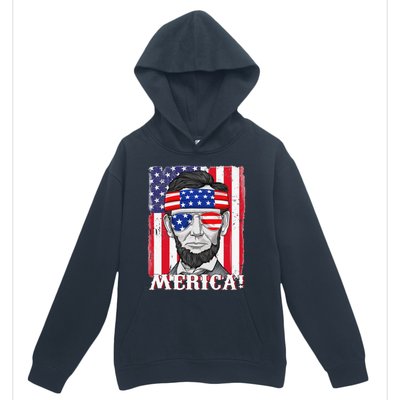 Abraham Lincoln 4th Of July Merica American Flag Boys  Urban Pullover Hoodie