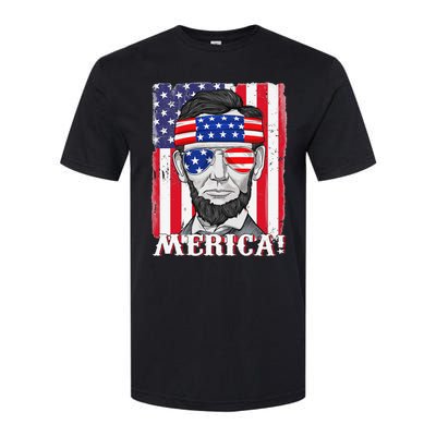 Abraham Lincoln 4th Of July Merica American Flag Boys  Softstyle CVC T-Shirt