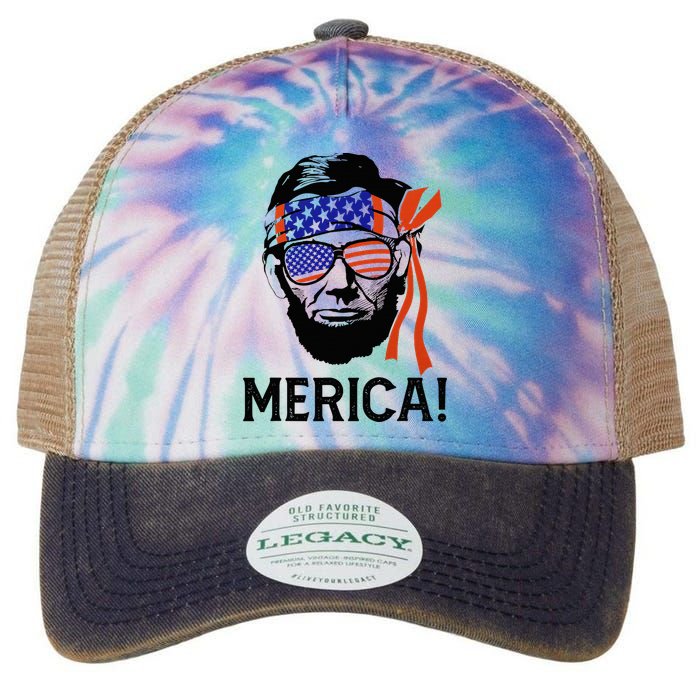 Abraham Lincoln 4th Of July Merica American Flag Legacy Tie Dye Trucker Hat