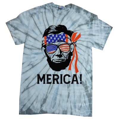 Abraham Lincoln 4th Of July Merica American Flag Tie-Dye T-Shirt