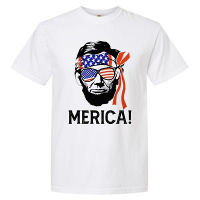 Abraham Lincoln 4th Of July Merica American Flag Garment-Dyed Heavyweight T-Shirt