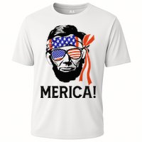 Abraham Lincoln 4th Of July Merica American Flag Cooling Performance Crew T-Shirt