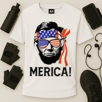 Abraham Lincoln 4th Of July Merica American Flag Cooling Performance Crew T-Shirt