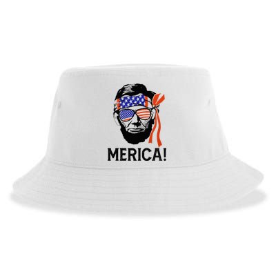 Abraham Lincoln 4th Of July Merica American Flag Sustainable Bucket Hat