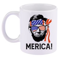 Abraham Lincoln 4th Of July Merica American Flag 11oz C Handle Ceramic Mug