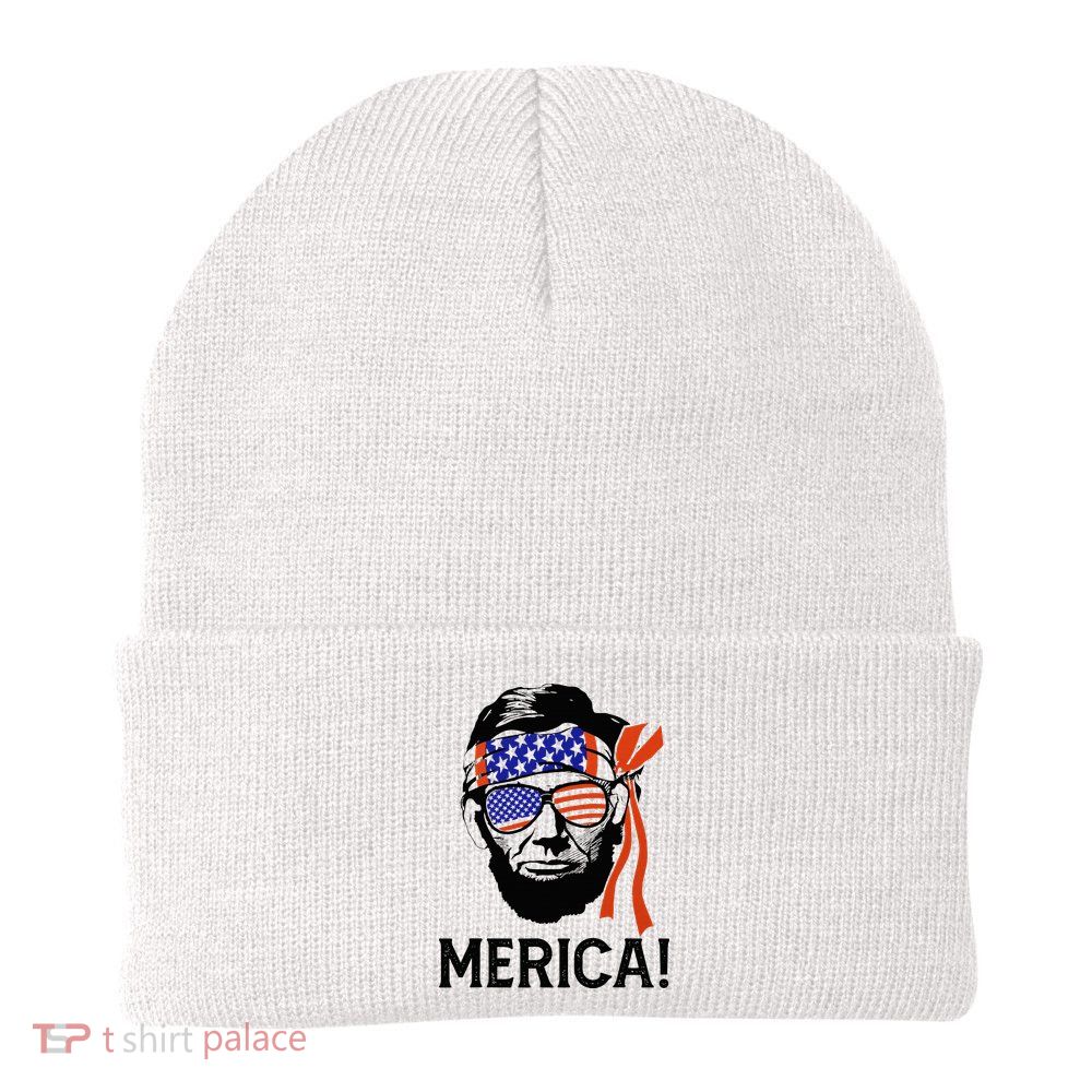 Abraham Lincoln 4th Of July Merica American Flag Beanie