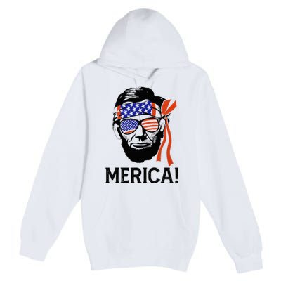 Abraham Lincoln 4th Of July Merica American Flag Premium Pullover Hoodie