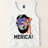 Abraham Lincoln 4th Of July Merica American Flag Tank Top