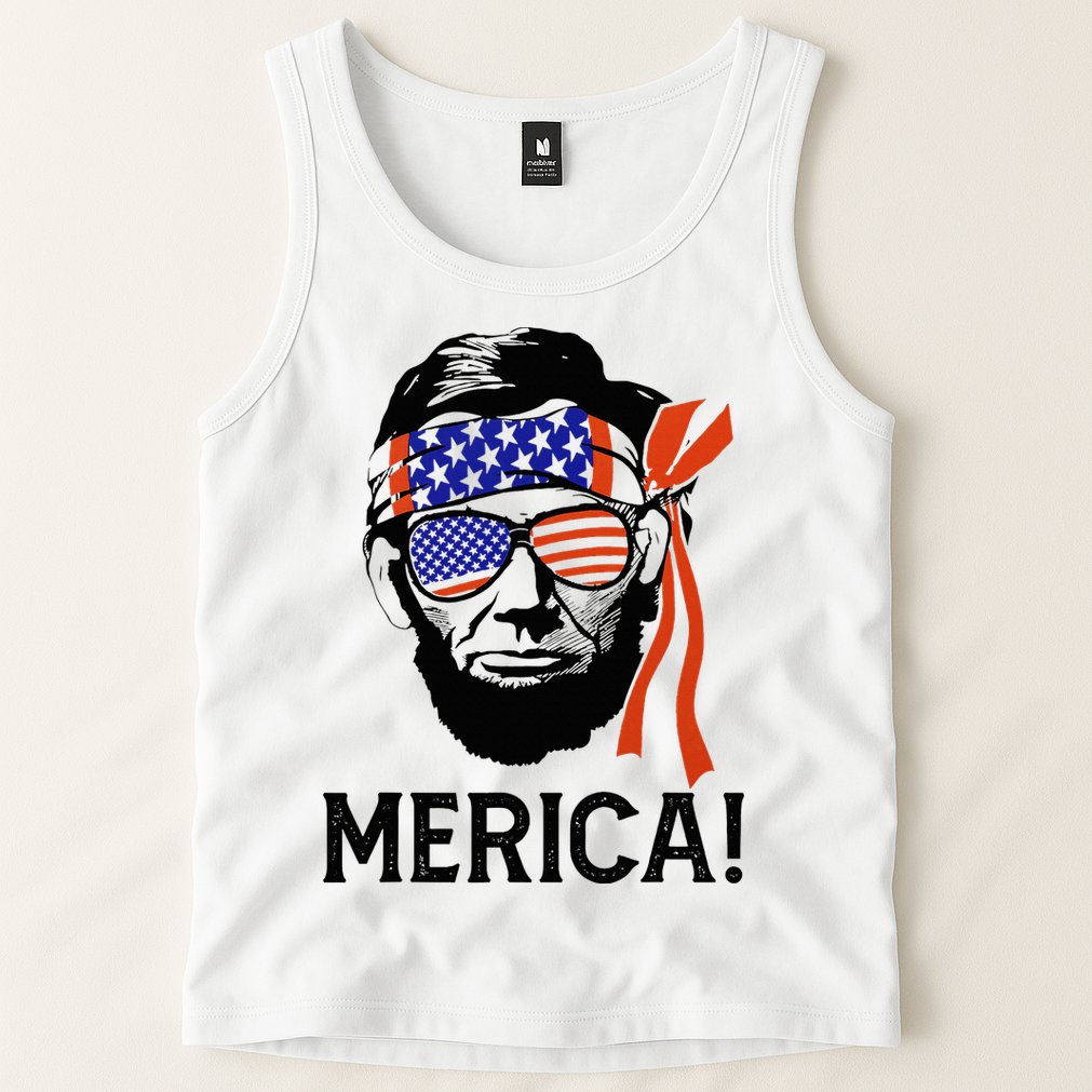Abraham Lincoln 4th Of July Merica American Flag Tank Top