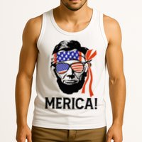 Abraham Lincoln 4th Of July Merica American Flag Tank Top