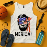 Abraham Lincoln 4th Of July Merica American Flag Tank Top